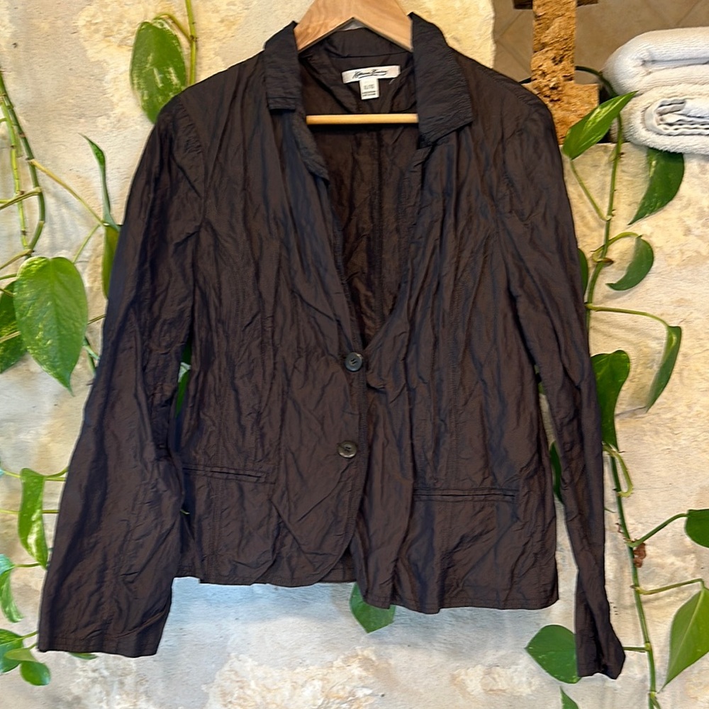 Katherine Barclay Charcoal Iridescent Blazer with Notched Lapel and Relaxed Fit